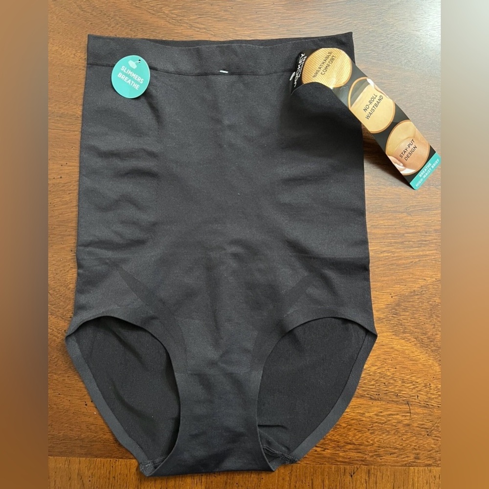 2 Pk NWT Jockey Shape Wear Slimmers Breathable High Rise Brief Black Size Large